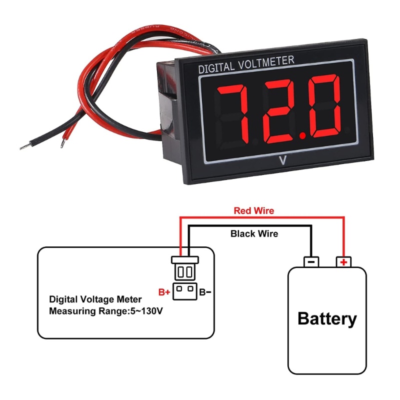 Btsg Alat Pengukur Tegangan Digital LED Monitor Display Indicator Panel Water-Proof