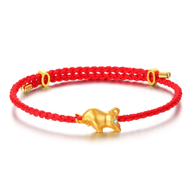 Goldkingdom Fashion Perhiasan Aksesoris Ready Stock Banteng Gelang Bayi Tali Merah Dikepang Penyesuaian Tahun Lembu Pasti Mendapatkan Gelang