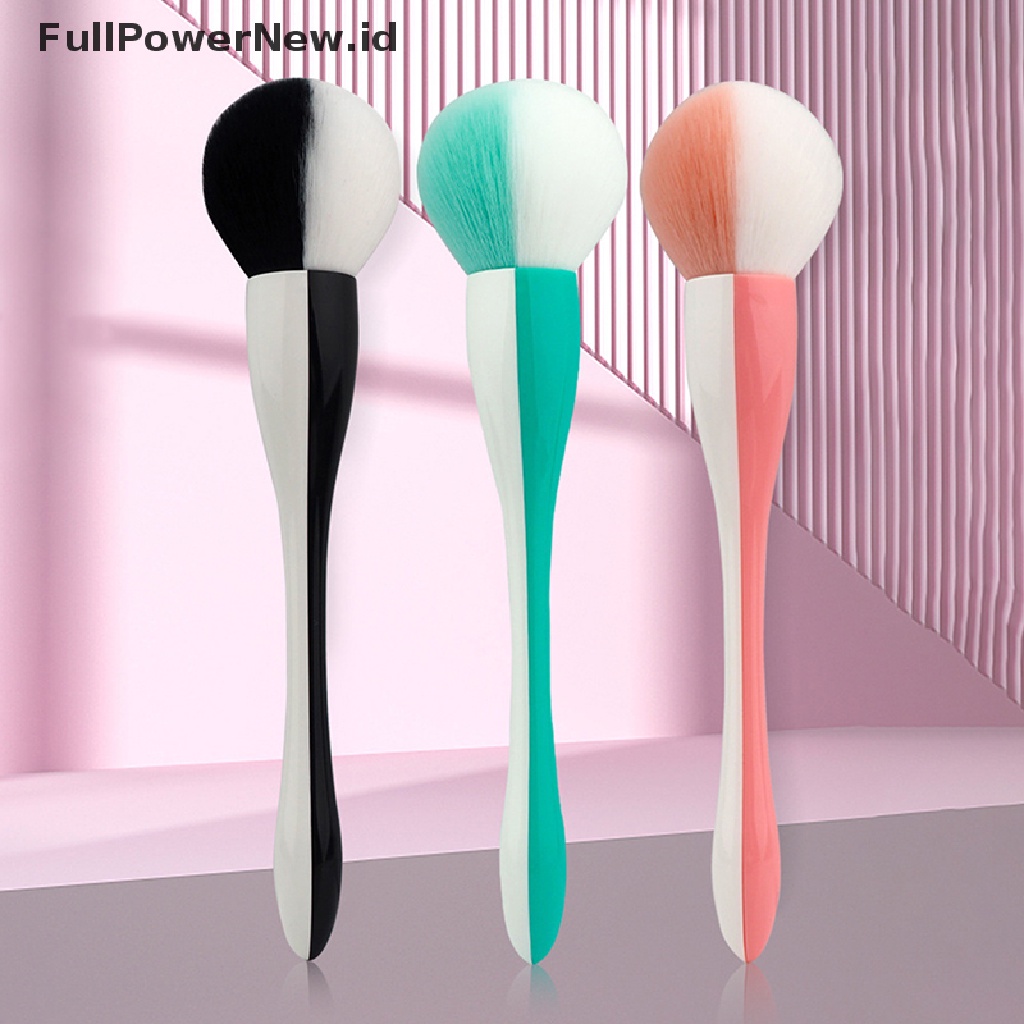 Power 1pc Soft Powder Blush Brush Dua Warna Kepala Bulat Kuas Makeup Alat Makeup ID