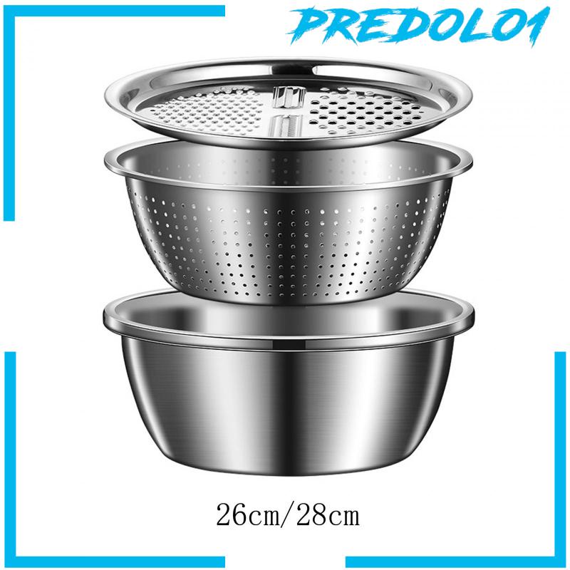 [Predolo1] Parutan Stainless Steel Baskom Mangkuk Cuci Sayur Dapur Portable