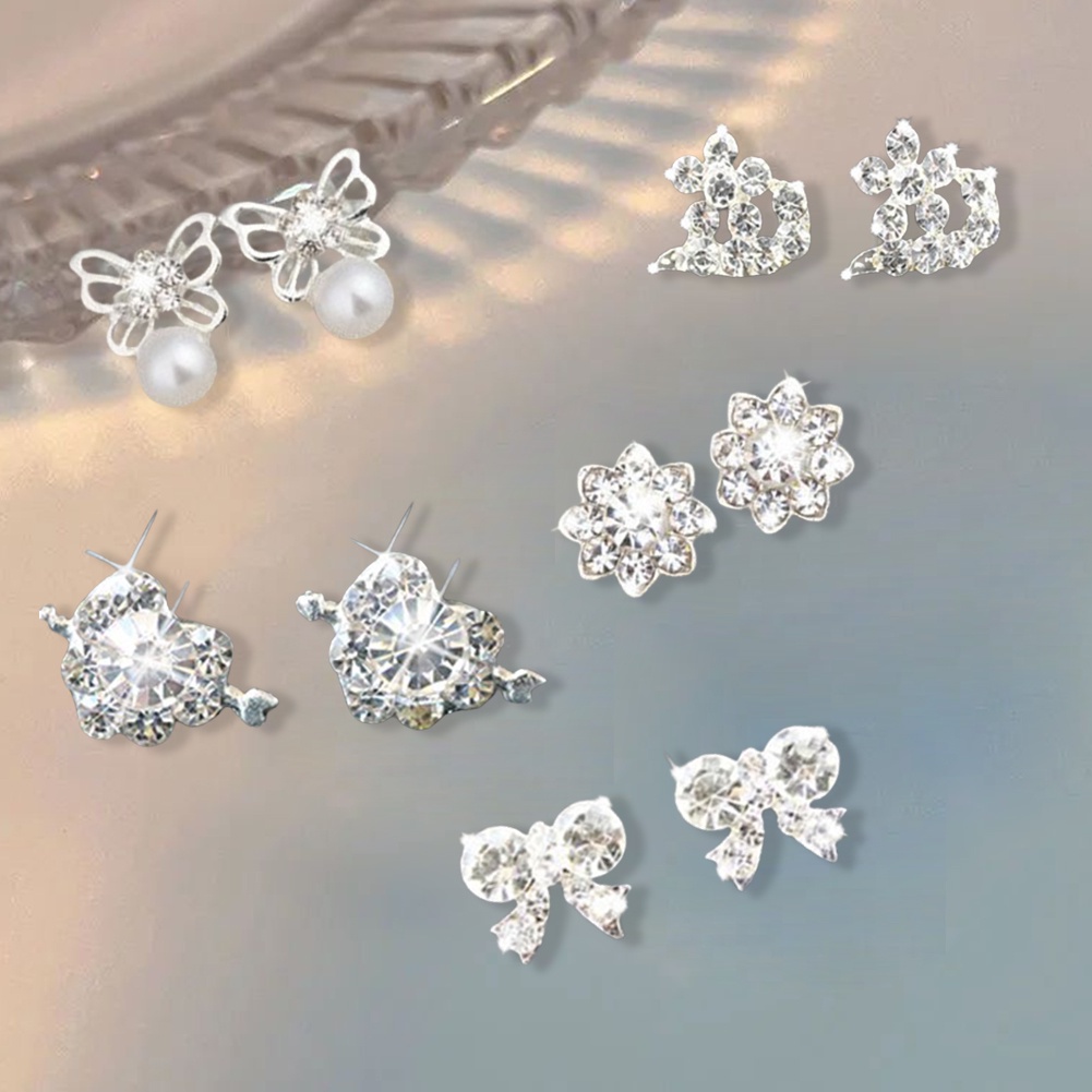 1pasang Anting Tusuk Bentuk Bintang Mutiara Hati Menawan Untuk Wanita Perempuan/Anting Zircon Bola Mutiara Baru Elegan Untuk Pengantin Pernikahan