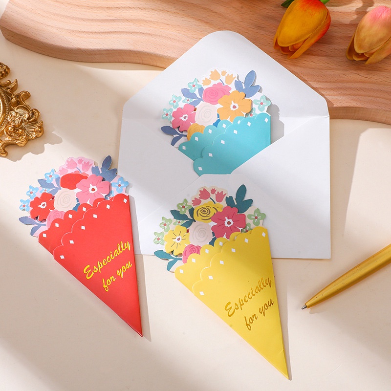 Creative Novelty Greeting Card/Kartu Ucapan Buket Bunga Kertas Khusus