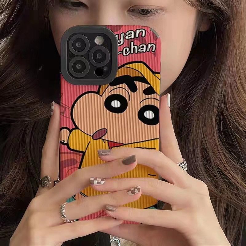 Lovely！Crayon Shin Chan Soft Case iP iPhone 7 8 Plus SE 2020 X XR XS Max 11 12 13 14 Pro Max FTD Stripe Casing Apple