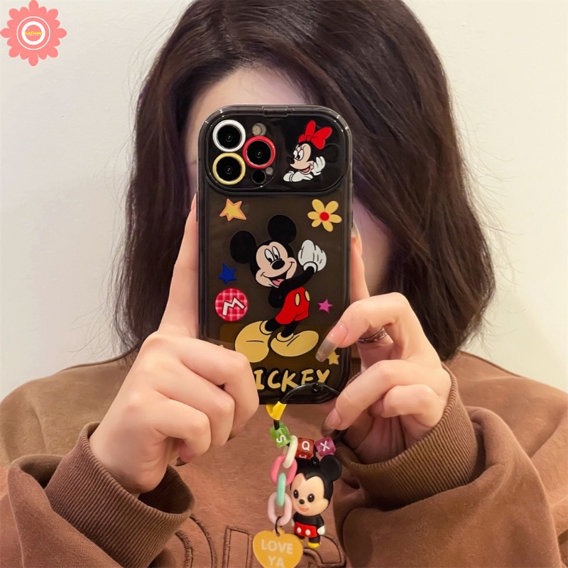 Compatible for IPhone 11 XR 14 13 12 11 Pro Max 7 8 Plus X XS MAX SE 2020 Cartoon Mickey Minnie Mouse Shockproof Creative Flip Make Up Mirror Cute Kuromi Soft TPU Case