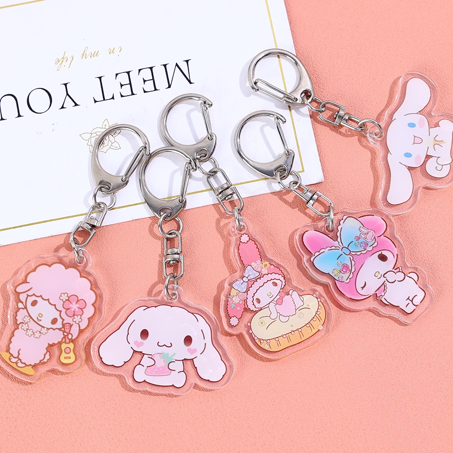 [Harga Grosir] 1pc My Melody Kuromi Tas Ornamen Indah Gantung Kunci Pendant Sanrio Dua Sisi Gantungan Kunci Akrilik Hadiah Cewek Dan Wanita