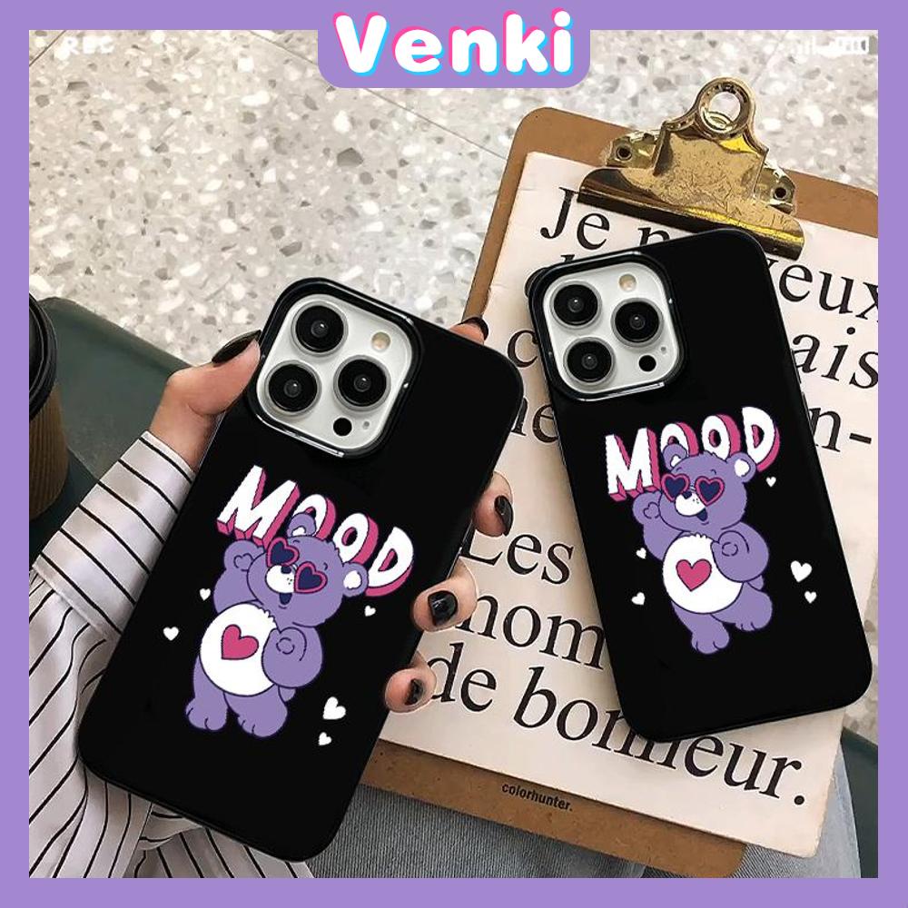 iPhone Case Soft TPU Glossy Black Candy Case Cute Purple Sunglass Bear Collage Camera Protection Shockproof For iPhone 14 13 12 11 Pro Max 7 8 Plus X XR