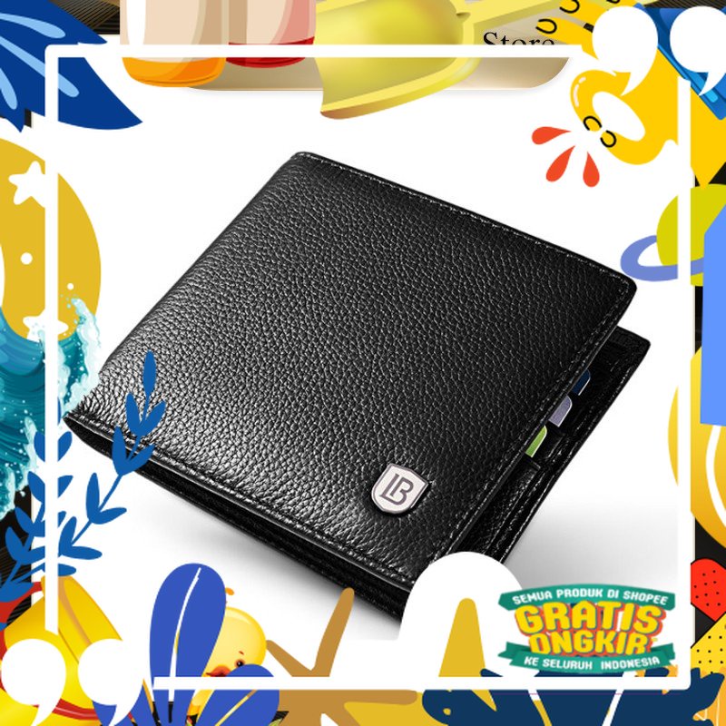 Super Mewah / BOSTANTEN Dompet Pria Model Lipat Bahan Kulit PU Hitam/Coklat