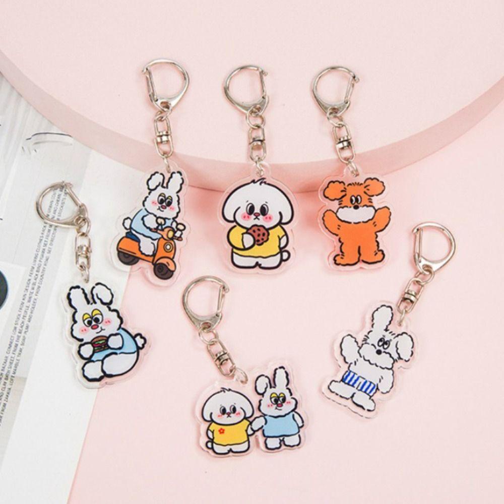 Lanfy Puppy Gantungan Kunci Lucu Anak Aksesoris Mobil Perhiasan Ornamen Handbag Liontin Bunny Keyring