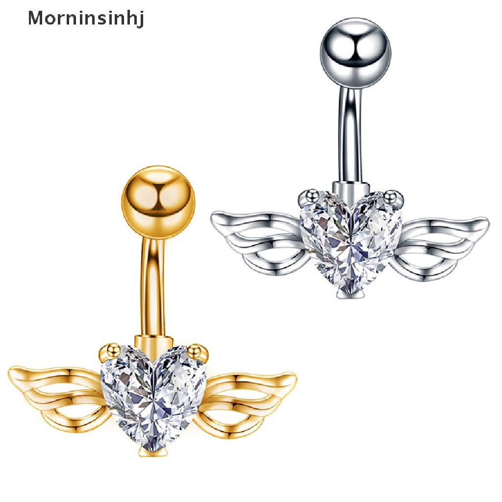 Mornin Heart Belly Button Ring Navel Surgical Steel Cincin Pusar Perhiasan Tubuh id