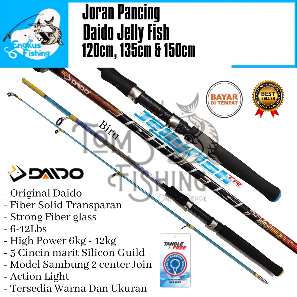 Joran Pancing Daido Jelly Fish 120cm - 150cm Transparan (6-12lbs) Fiber Solid Murah - Engkus Fishing