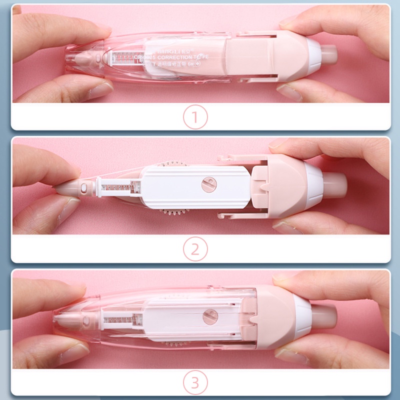 Morandi Color Retractable Correction Tape Instant Putih Keluar