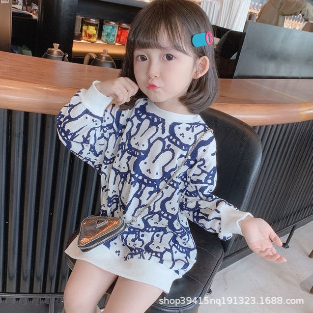 GAUN DRESS SWEATER MOTIF KELINCI ANAK PEREMPUAN CEWEK IMPORT