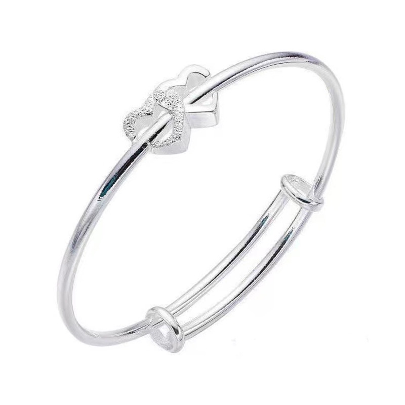 Gelang Tangan Push and Pull Hati Ganda Bahan Alloy Fashion Untuk Wanita