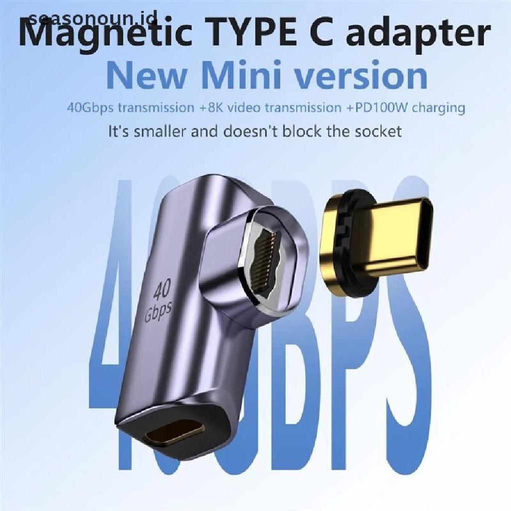 Seasonoun USB4.0 Magnetic Type C Adapter El 40Gbps Tipe-C Handphone Fast Charging Converter USB C Converter Konektor Magnet.