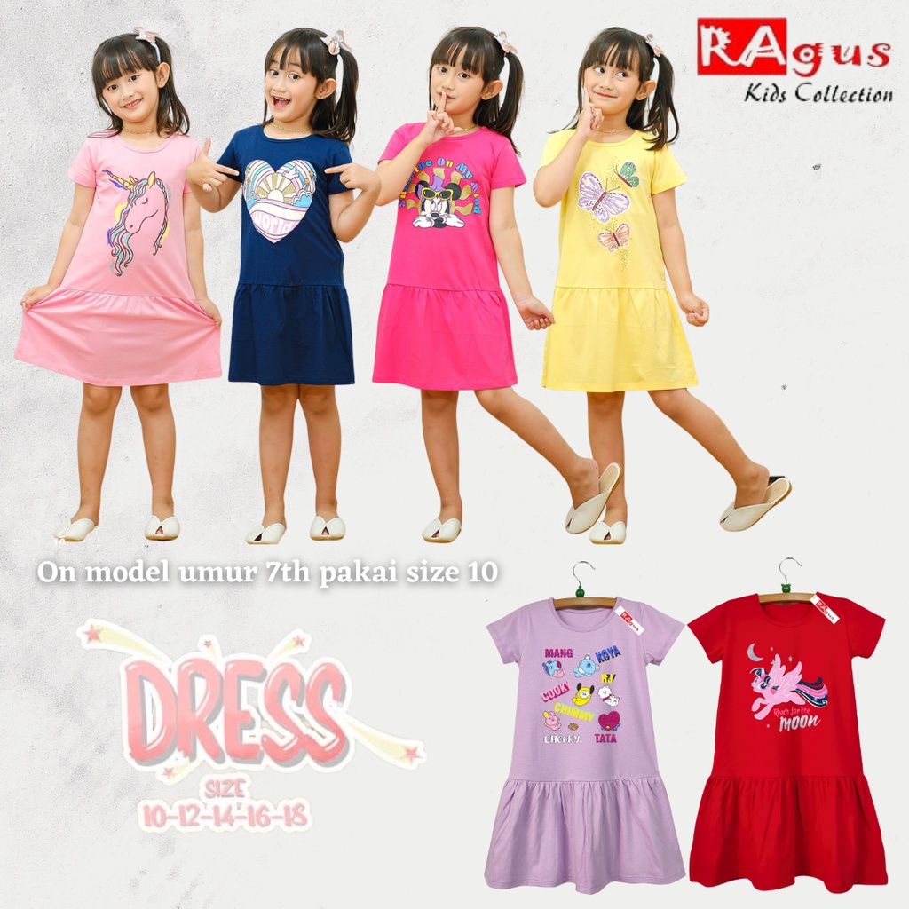 Baju Dress / Daster / Tunik Anak Perempuan Junior umur 6-11 Tahunan RAGD