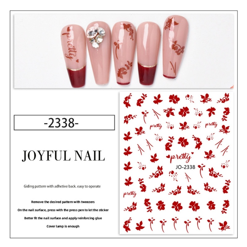 Siy 6lembar Bunga Nail Art Stiker Decals Daun Desain Perekat Diri Stiker Kuku