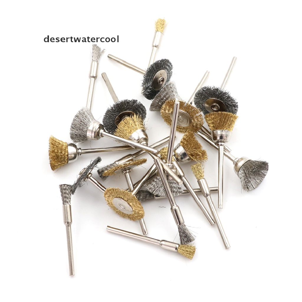 Deid 24pcs Sikat Kuningan Kawat Roda Brushes Die Grinder Rotary Alat Poles Listrik Martijn