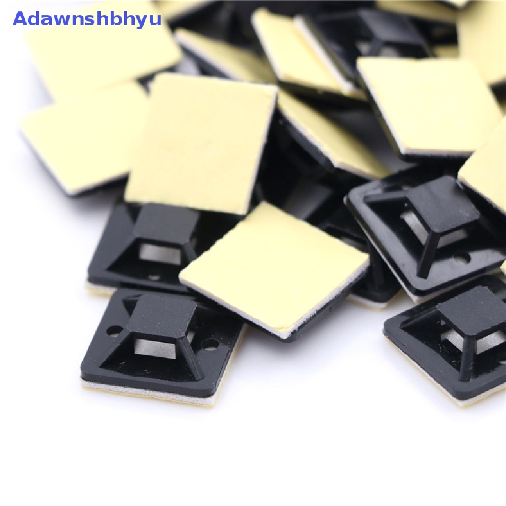 Adhyu 100pcs Self Adhesive Cable Tie Mount Base Holder 20x20x6mm ID