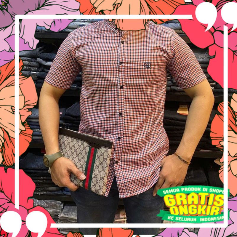 Paling Laris /Kemeja kotak kotak lengan pendek kemeja kotak kotak pria kemeja pria lengan pendek pre
