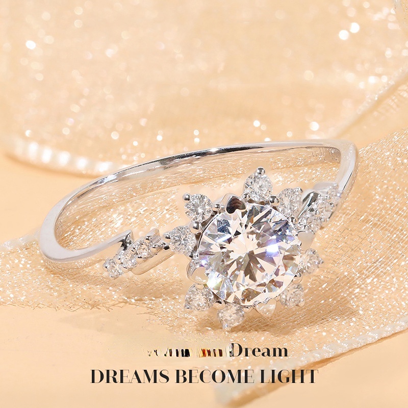 Goldkingdom Aksesoris Perhiasan Fashion Ready Stock Mosang Cincin Berlian 2karat Delapan Hati Dan Delapan Panah Karbon Tinggi Midsummer Dream Ring Cincin Kawin