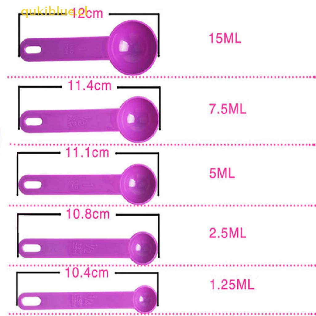 Qukiblue 5pcs Baking Cooking Tools Sendok Takar Plastik Measuring Ladle with Scale cl