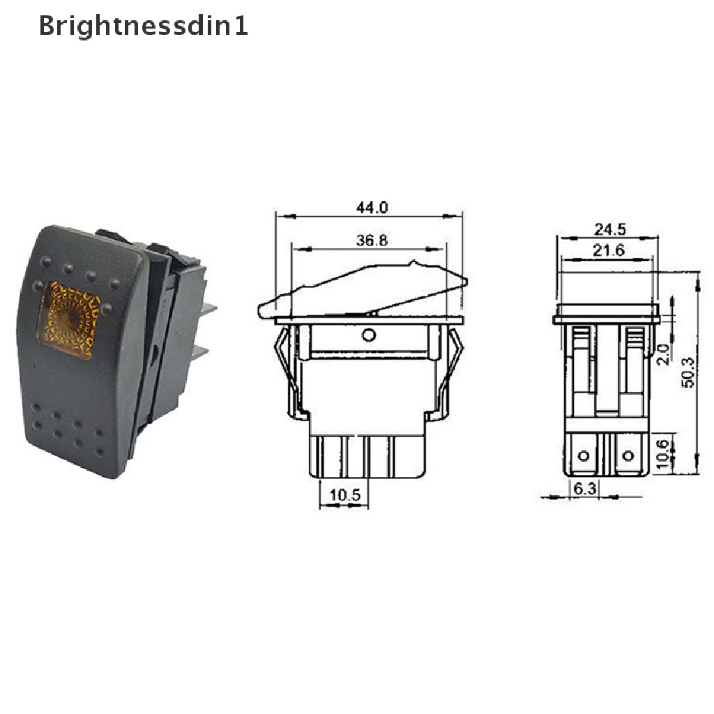 [Brightnessdin1] Waterproof Rocker Toggle Switch Tombol Saklar Rocker Mobil Perahu Laut 4pin Saklar Butik