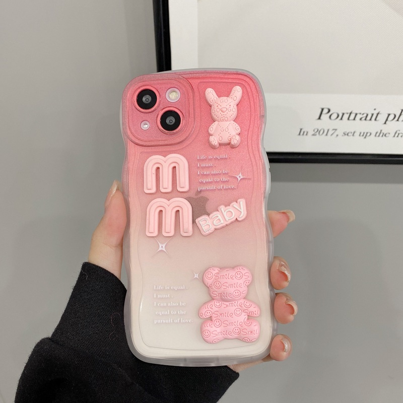 Pink Silikon SoftCase Relame C1 C2 5S 5i C3 9i C11 C20 C21Y C15 C12 C25Y OPPO Reno 4F 5F 6 7Z 8 A3S A1K Casing Ponsel Beruang Kelinci Bbay mm