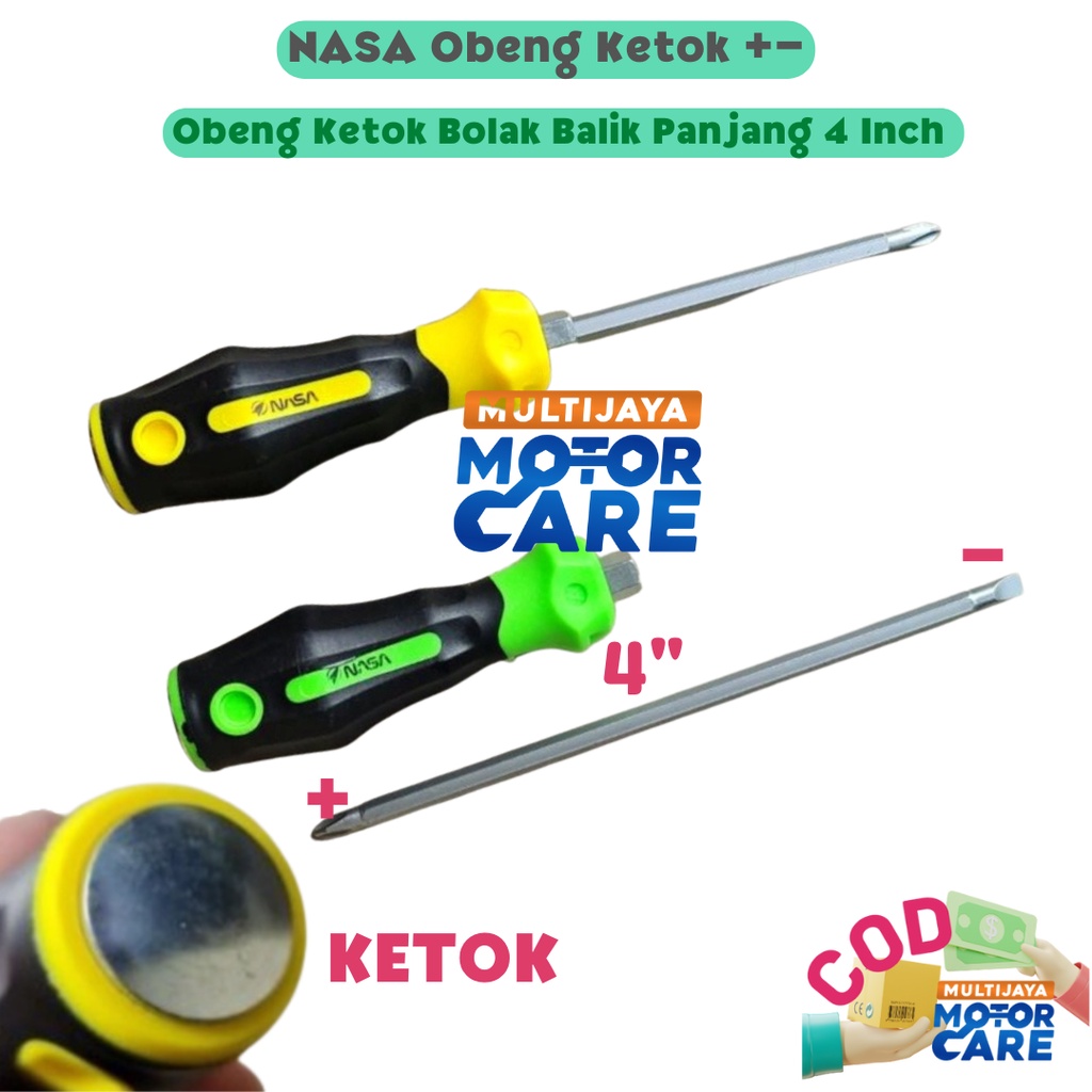 Nasa Obeng Ketok Bolak Balik +- Panjang 4 Inch Plus Minus Obeng Getok