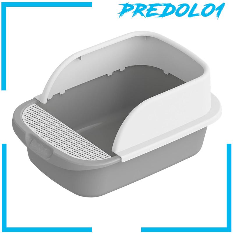 [Predolo1] Cat Litter Box Toilet Portable Ruang Besar Anti Cipratan Tray Semi Tertutup