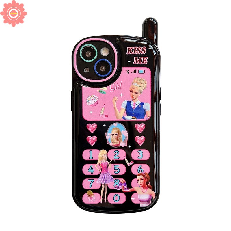 IPHONE Casing Ponsel Kompatibel Untuk Iphone11 13 14 12 11 Pro MAX Xr7 8 Plus X XS MAX SE 2020 Putri Cantik Barbie Kepribadian Retro Kreatif Bentuk Ponsel Seluler Lembut Glossy Cover