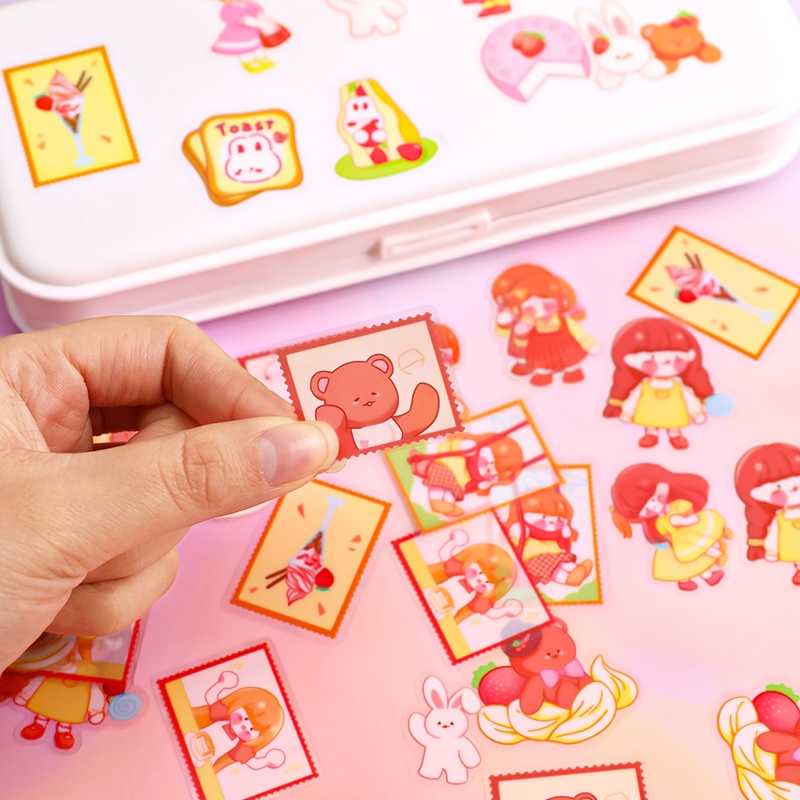 45pcs Paket Stiker Dessert Kartun Lucu Tahan Air Stiker PET Deco