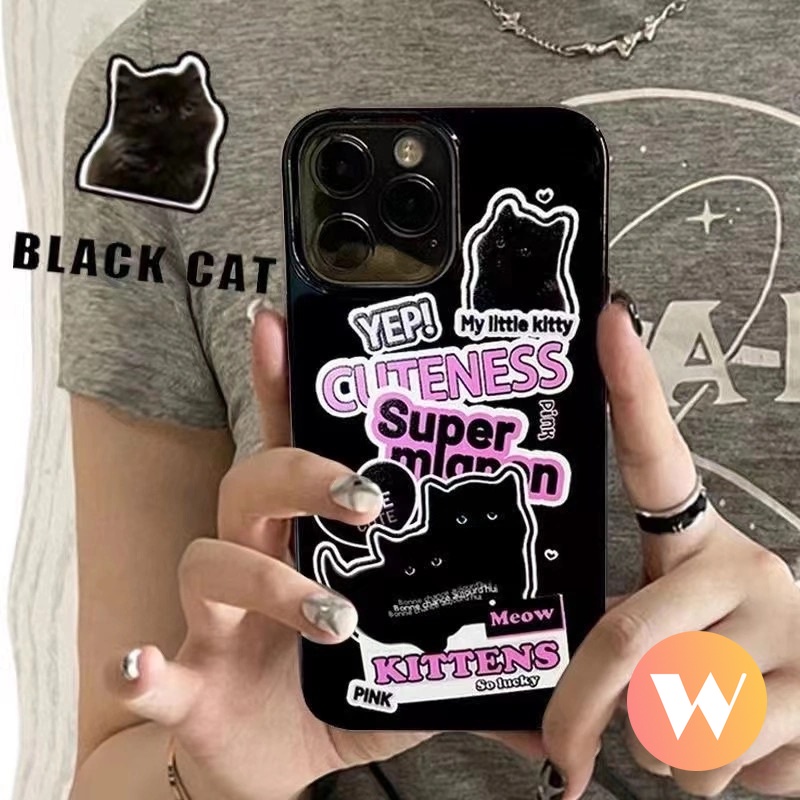 IPHONE Casing Kucing Kartun Lucu Kompatibel Untuk Iphone11 13 14 12 Pro Max XR 7 8 Plus 7plus X XS Max SE 2020 Perlindungan Kamera Tahan Guncangan Glossy Soft Cover