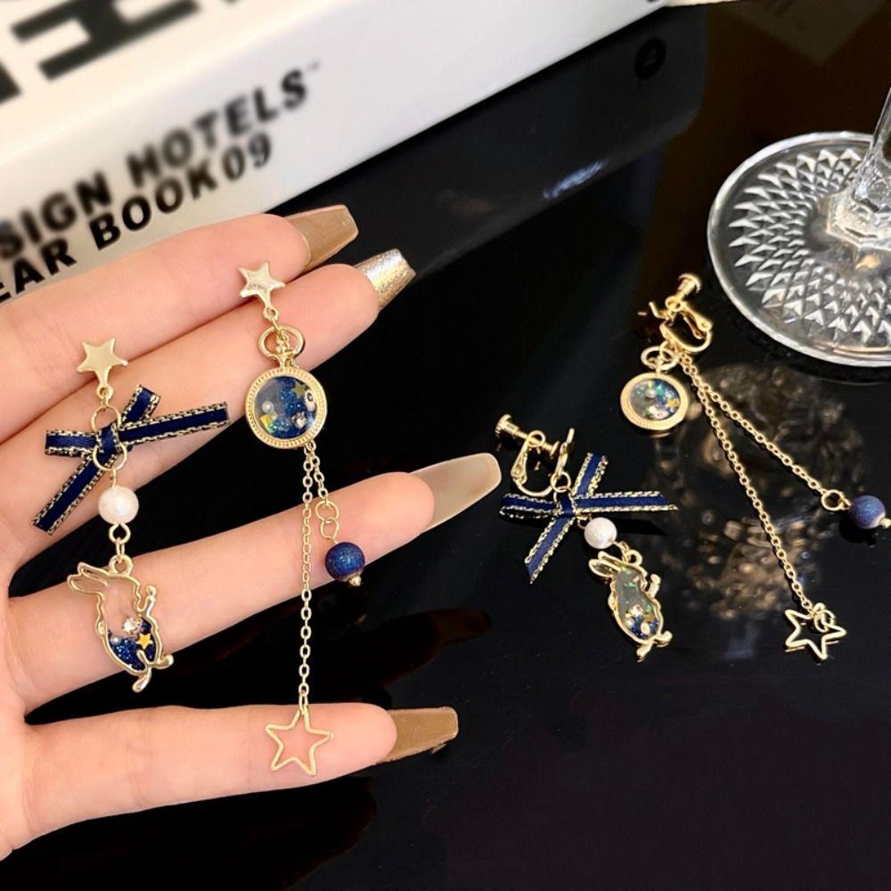 Needway   Anting Gaya Korea Geometri Bulan Bintang Sederhana Rumbai Anting Menjuntai Perempuan Unik