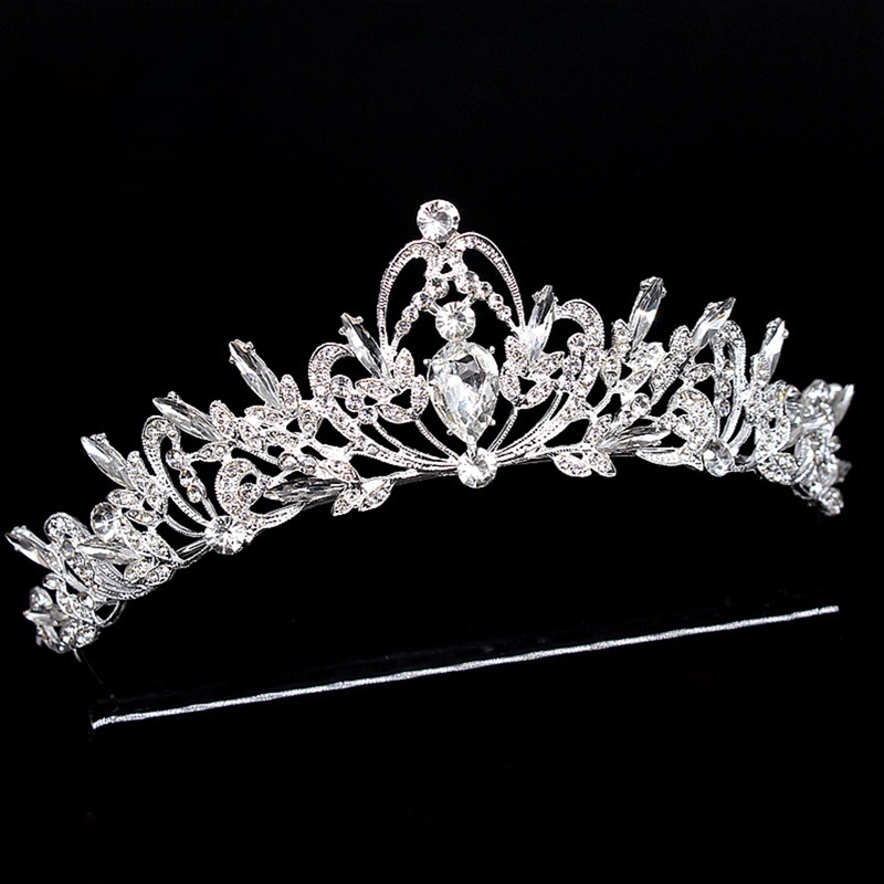 Putri Pernikahan Bridal Bridesmaid Tiara Mahkota Bando Gadis Kristal Berlian Imitasi Perhiasan Aksesoris Rambut Pengantin Kepala Ornamen