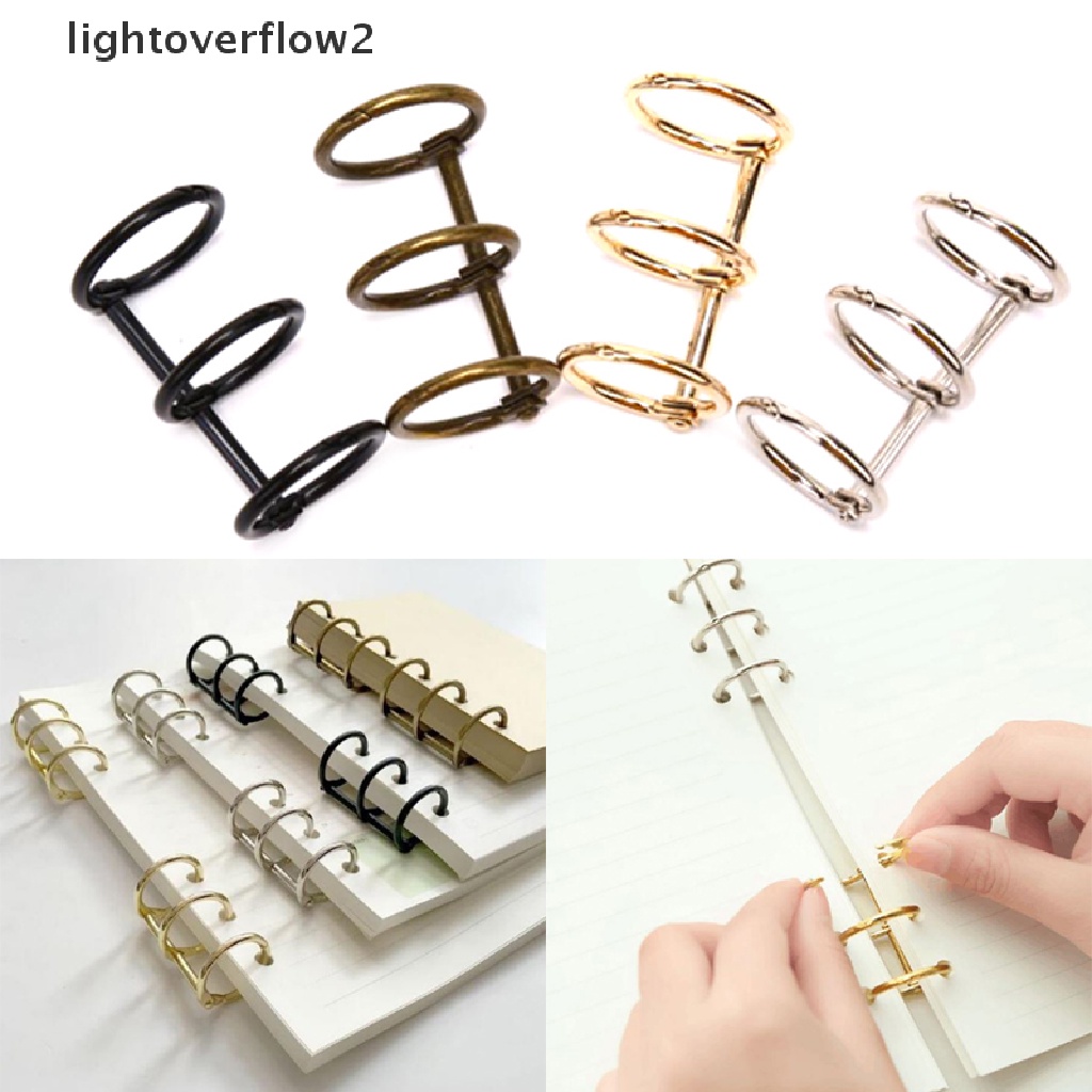 [lightoverflow2] 2pcs Metal 3Rings Loose Leaf Paper Binder DIY Membuat Notebook Album Scrapbook [ID]