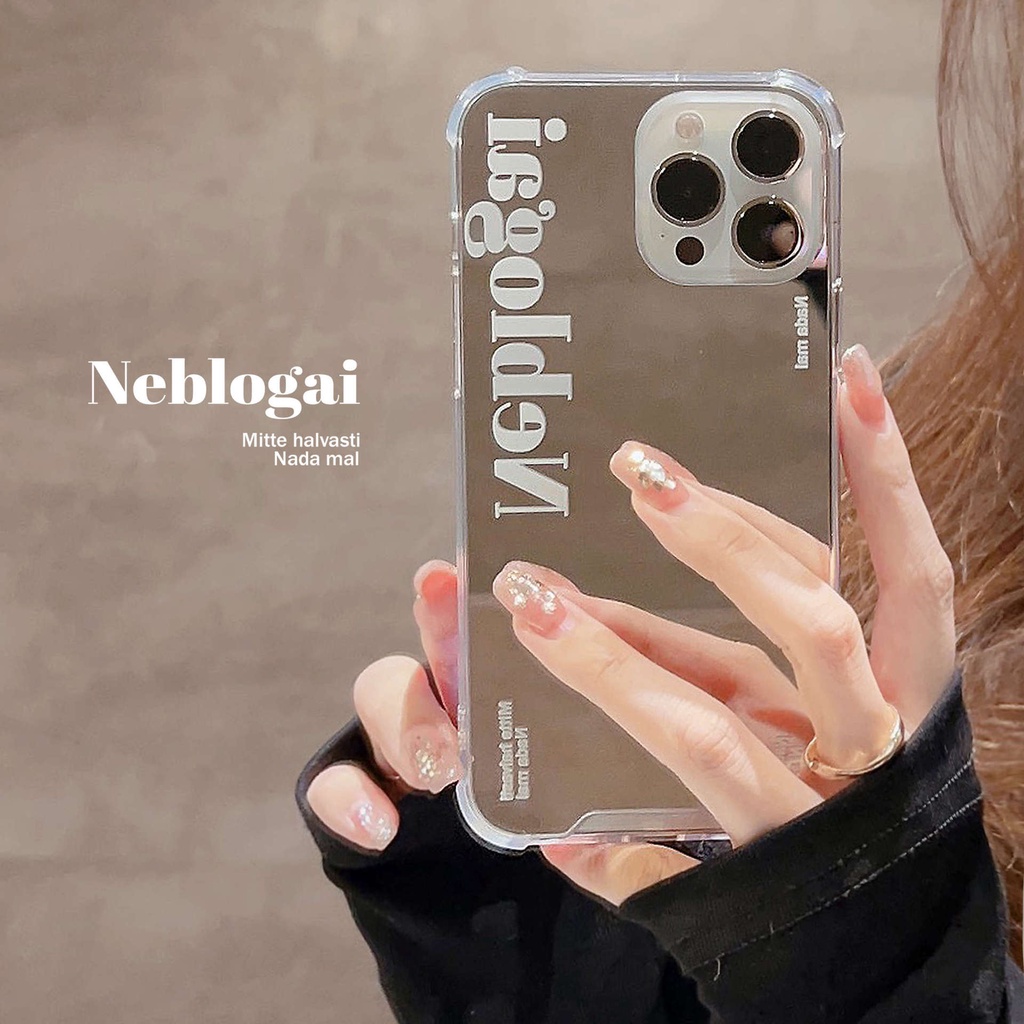 Ins Sederhana Huruf Putih Polos Transparan Make Up Mirror Case Untuk Iphone SE 2020 7 /8 Plus 14x XR XM 11 12 MINI 13 PRO MAX Casing Cover Pelindung AT0099