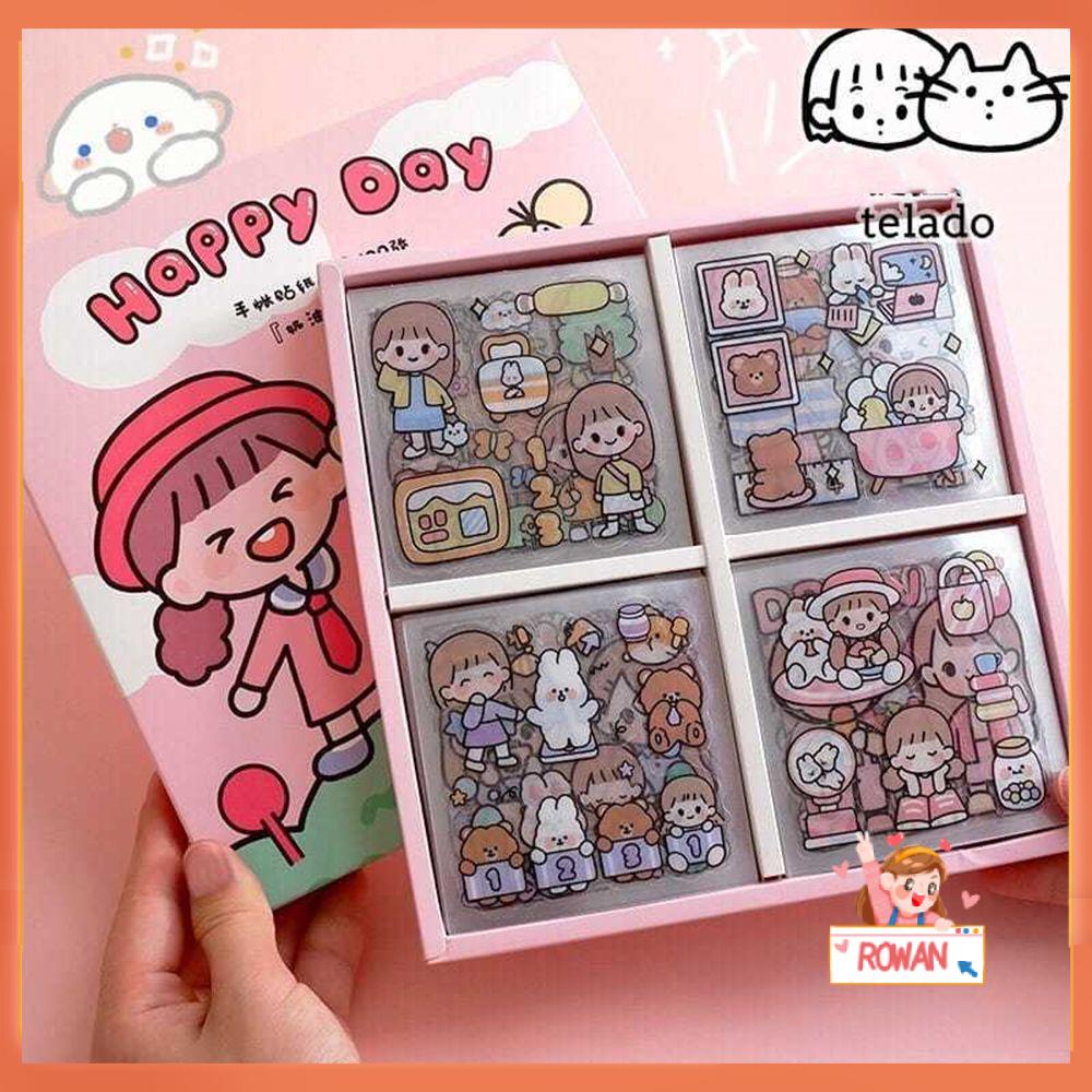 R-flower Stationery Stiker Pembuatan Kartu Stationery Album Planner Jurnal PET Stiker Hias