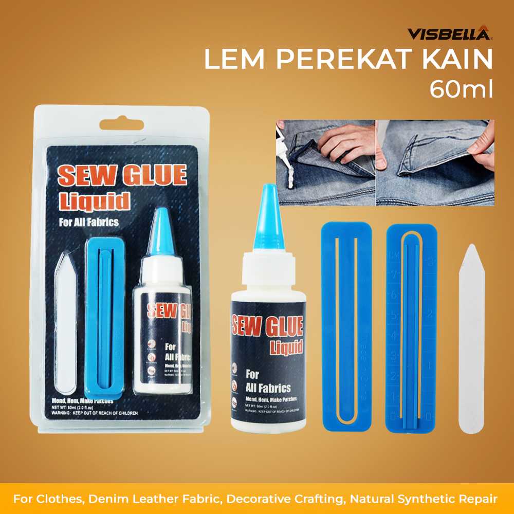 (BISA COD) FTIHSHP VISBELLA Cairan Liquid Lem Perekat Kain Kulit Sew Glue 60ml - VS255