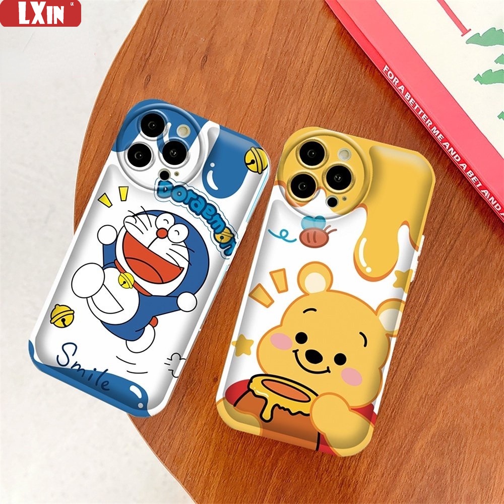 Case Realme 10 C15 C12 C25S C11 C20 realme5 5i 6i C3 8i C21Y C25Y Lucu Winnie the Pooh Dan Doraemon Bantal Udara TPU Phone Cover