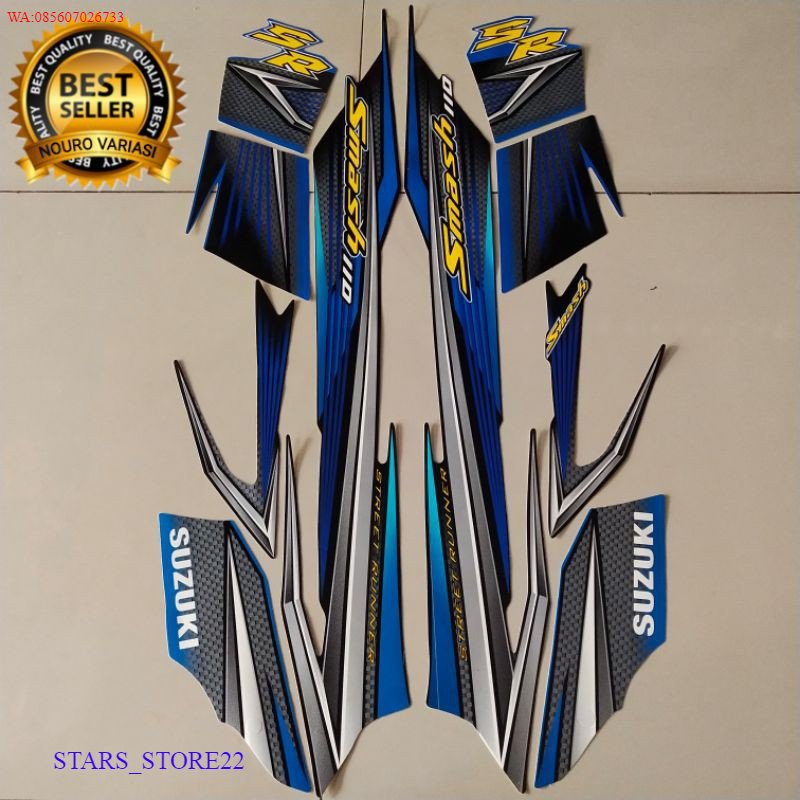 (ORI) striping suzuki smash 110 sr 2007 2008 hitam biru body standar KUALITAS ORIGINAL