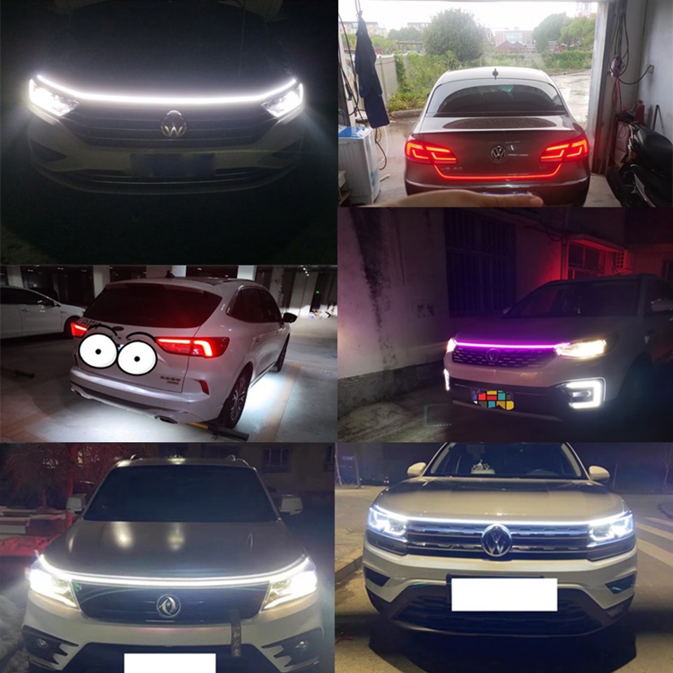 1.5m/1.8m Mobil drl led strip Lampu Untuk Penutup Fleksibel Penutup Mesin Mobil Dekorasi Lampu Depan universal Siang Hari Berjalan Lampu