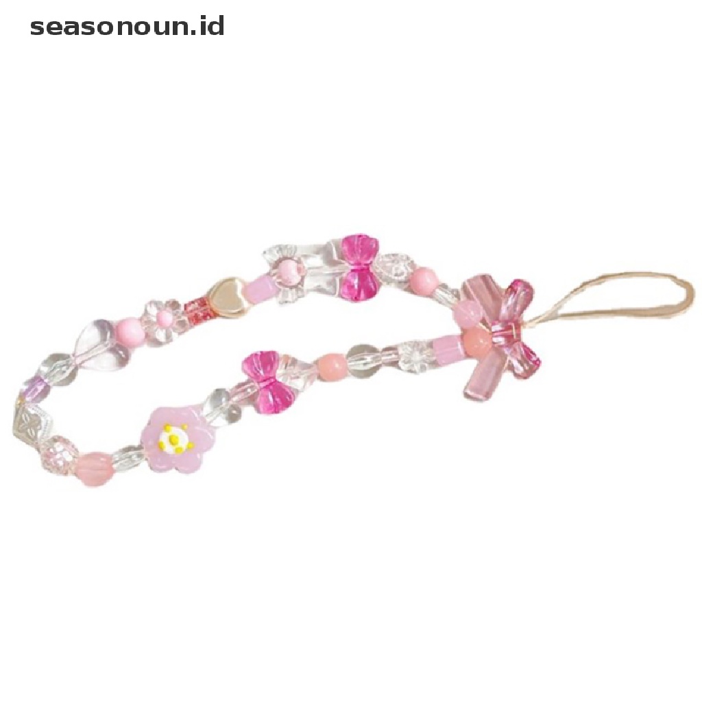 Seasonoun Kreatif Geometris Bunga Busur-Simpul Bentuk Hati Rantai Ponsel Lanyard Fashion Ponsel Dekorasi Pesona Wanita Gadis Perhiasan.
