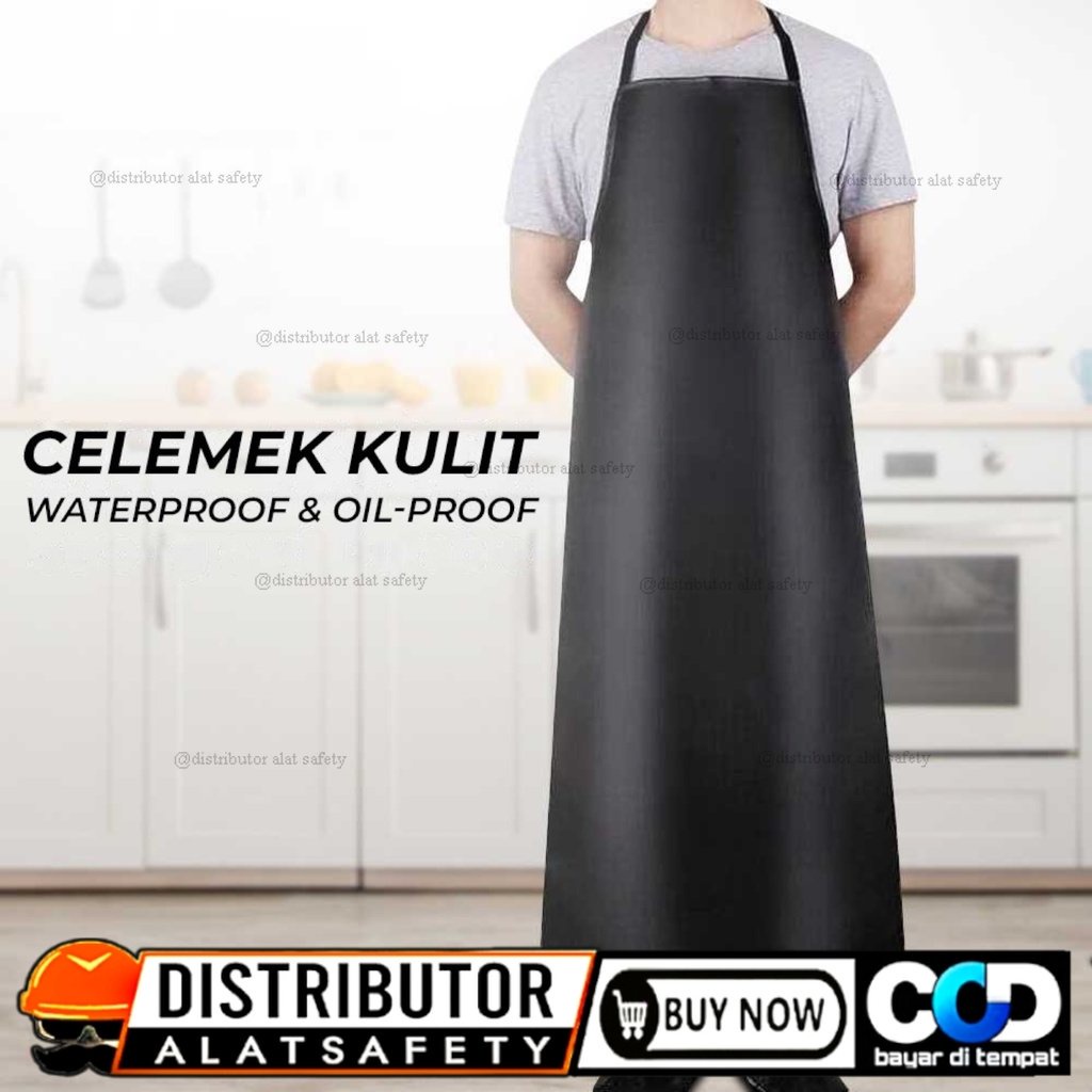 Celemek Apron Kulit PU Waterproof OilProof Strong and Durable