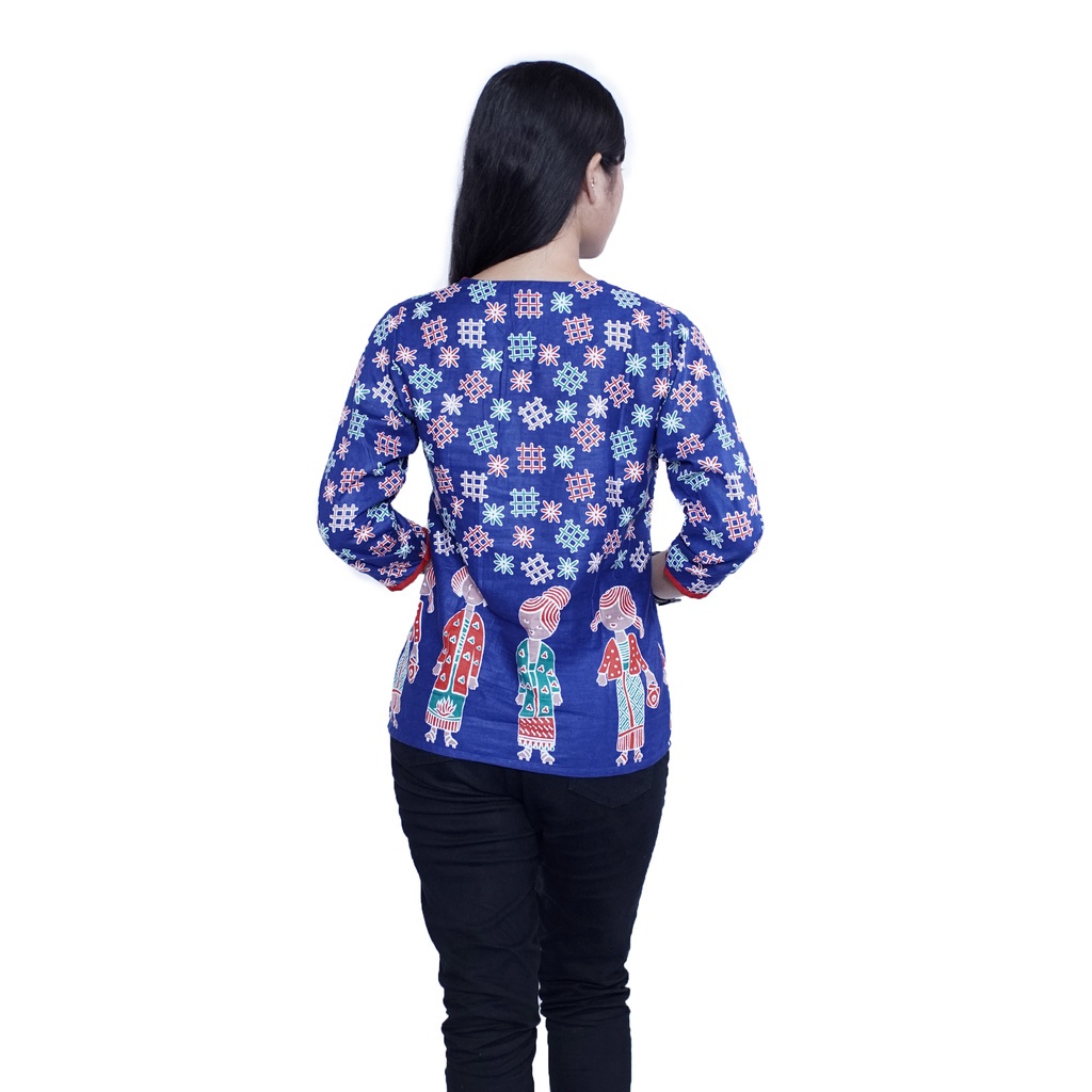 Batik Wanita Modern Blouse Atasan Wanita Baju  Simple Motif boneka