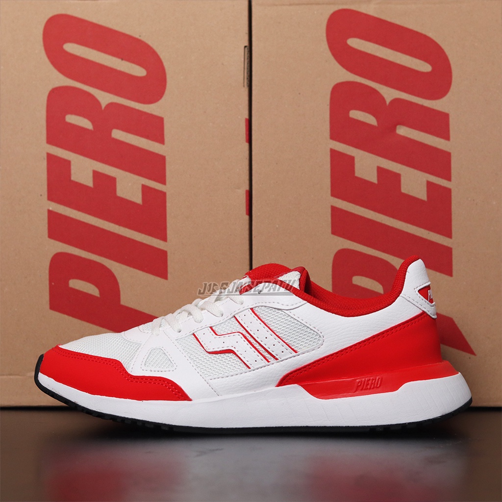 Piero Sepatu Sneakers Rusher - White/Red