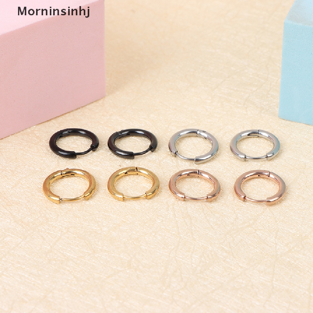 Mornin 5pcs/lot Anting Hoop Lingkaran Bahan Stainless Steel Untuk Anak Perempuan Anting Geometri Bulat id