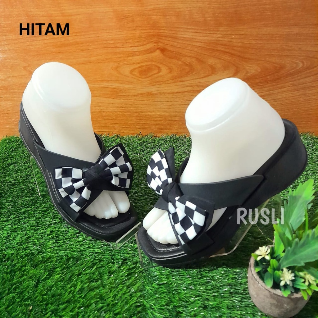 (COD) Sandal Wedges Import Jelly Wanita Motif Pita Balance 2212-4