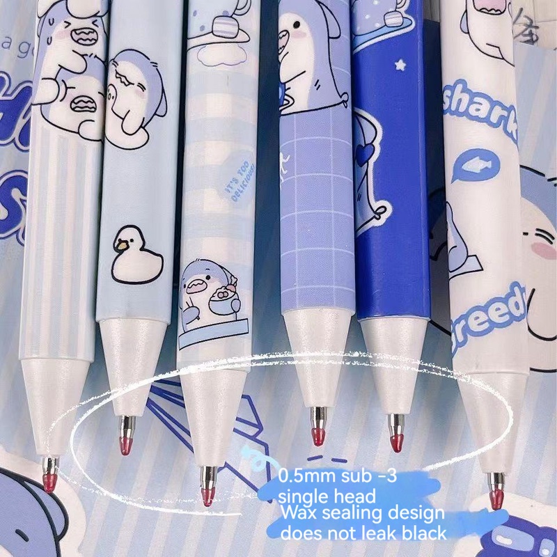 1 Pc Kawaii Lucu Press Pen Kartun Hiu Bayi 0.5 mm Hitam Tinta Gel Pulpen Siswa Menulis Alat Tulis Kantor Perlengkapan Sekolah