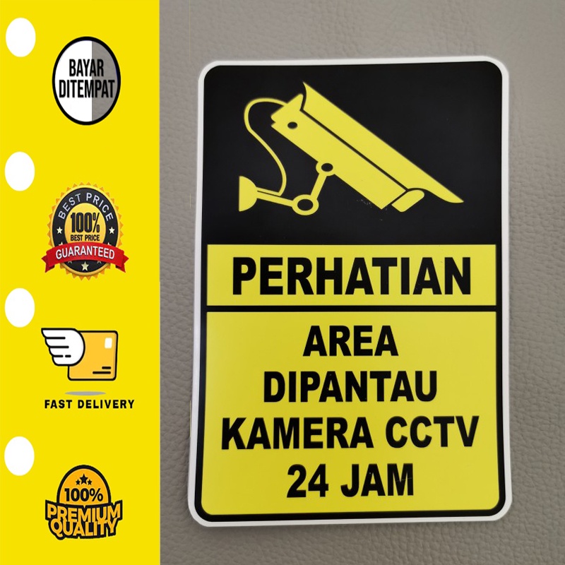 【15 X 10 cm】 Stiker CCTV Warning STICKER Kamera Peringatan Pengawas VINYL Cocok Untuk Kantor Toko dan Rumah