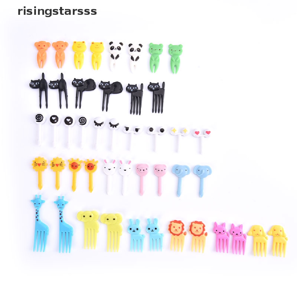 Rsid Span-new Garpu Buah Mini Kartun Makanan Anak Fruit Pick Tusuk Gigi Dekorasi Pesta Warna Random Jelly